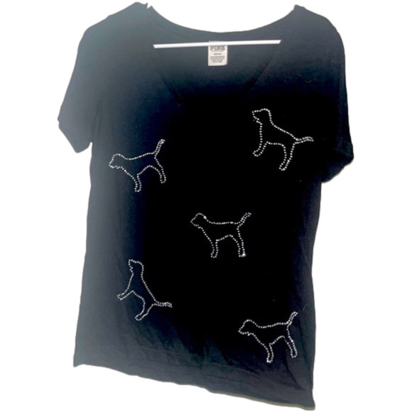 PINK Victoria's Secret Tops - Black dog t-shirt